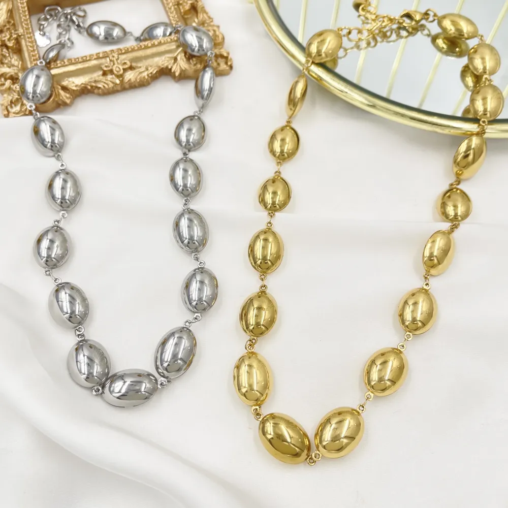 Catena  Ovale Vuoto-Collana Corta in Acciaio - CL-103-AA5125N (Argento)