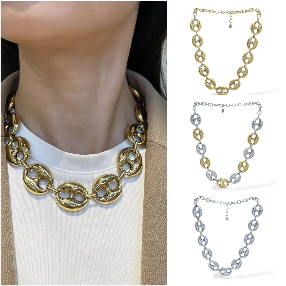 Catena  Vuoto-Collana Corta in Acciaio - CL-103-AA5724N (Argento)