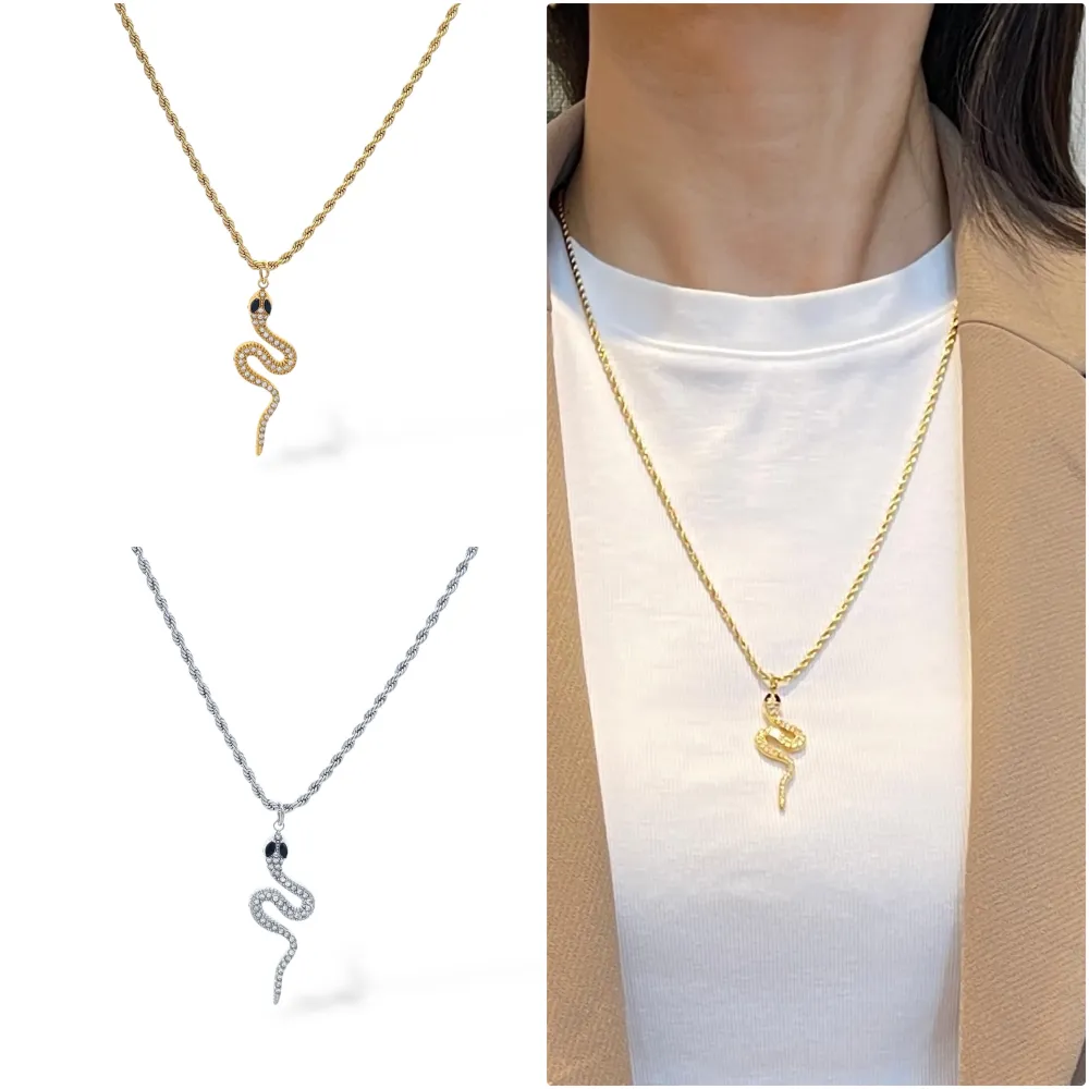 Serpente-Collana Lunga in Acciaio - CL-103-AA5763N 55+5cm