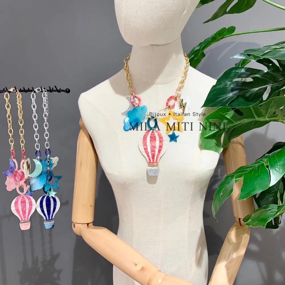 Mongolfiera-Collana Corta in Resina - CMC-11725