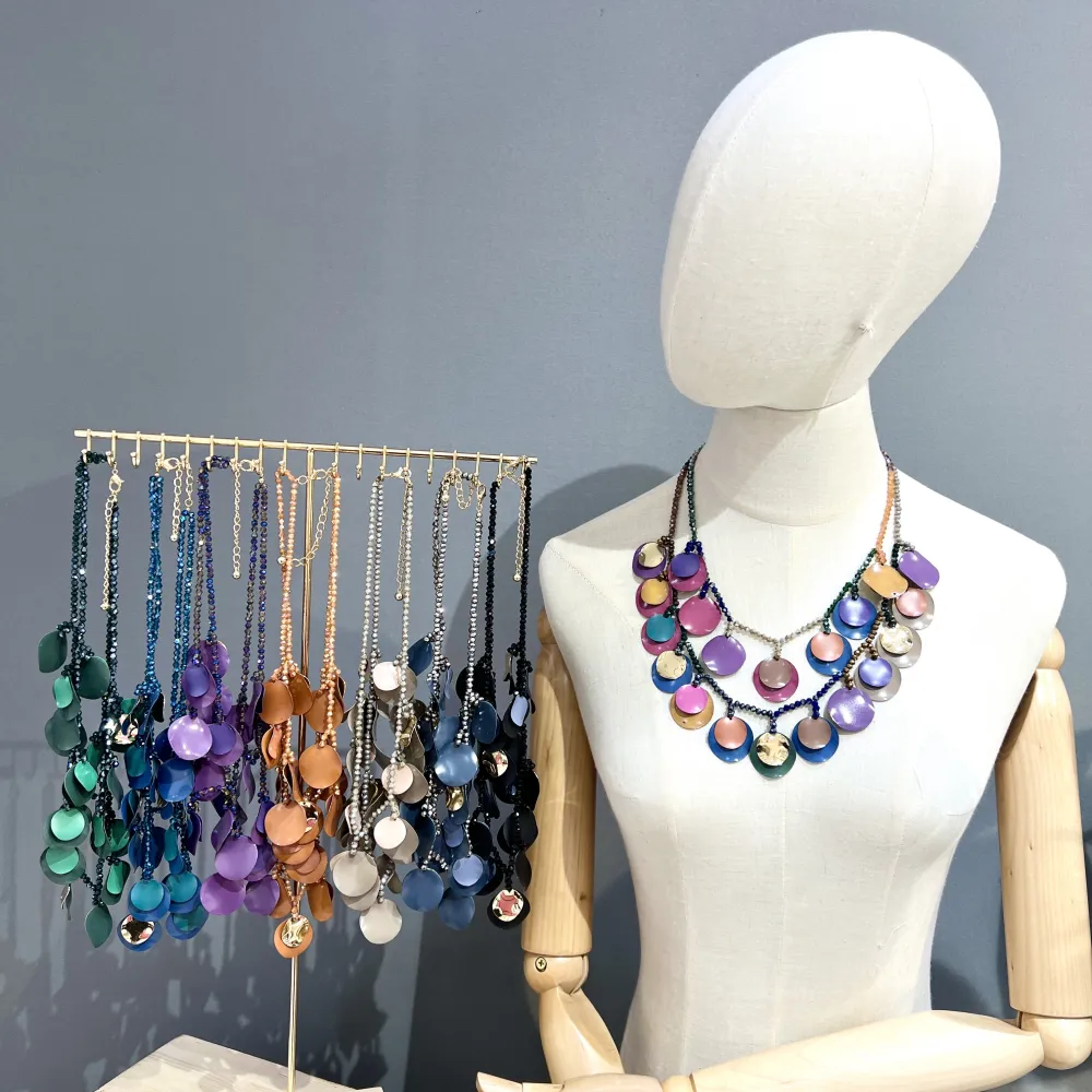 Petali Doppio-Collana Corta Moda - CMC-732-148 (Grigio)