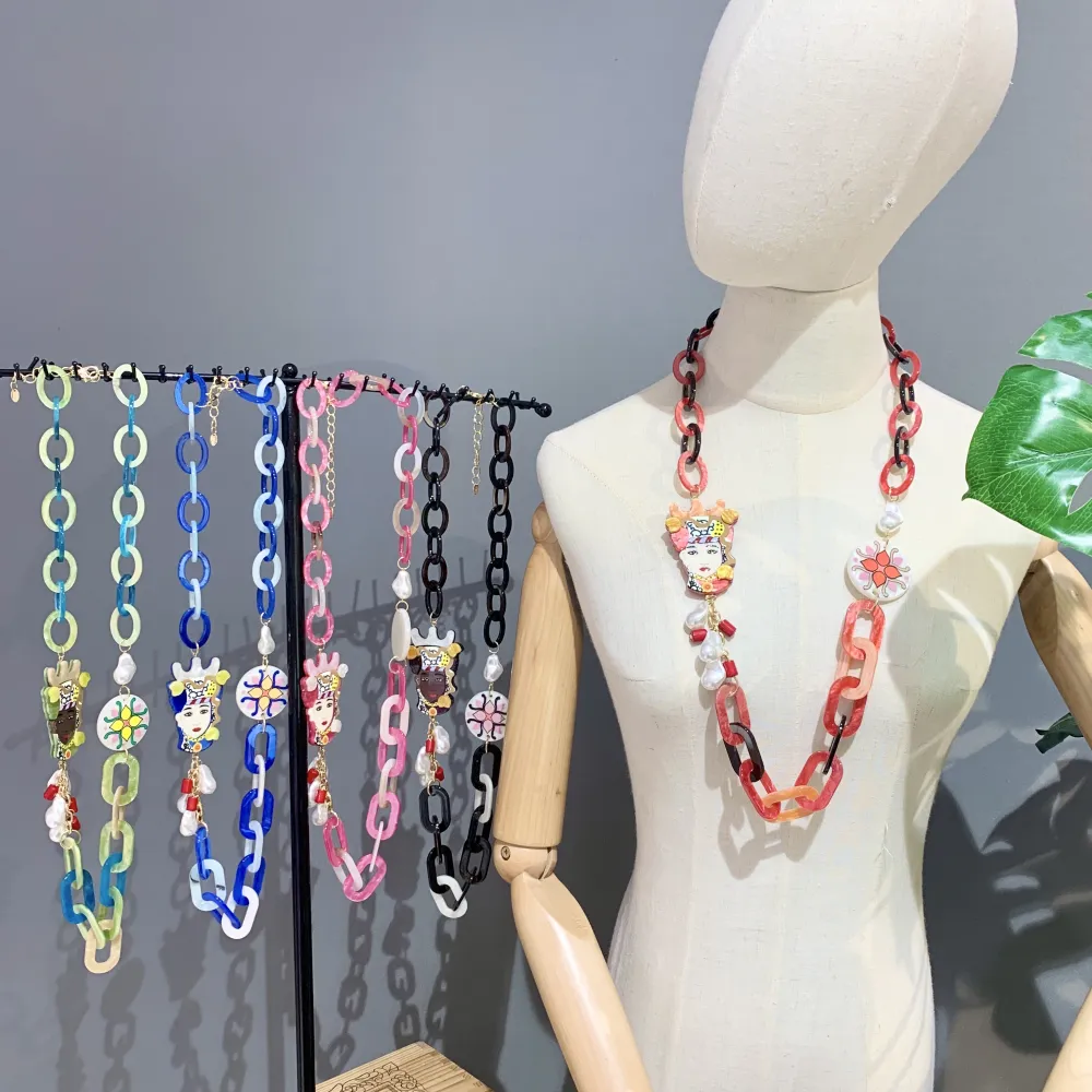 Testa di Moro-Collana Lunga Moda - CML-15341-A (Nero)