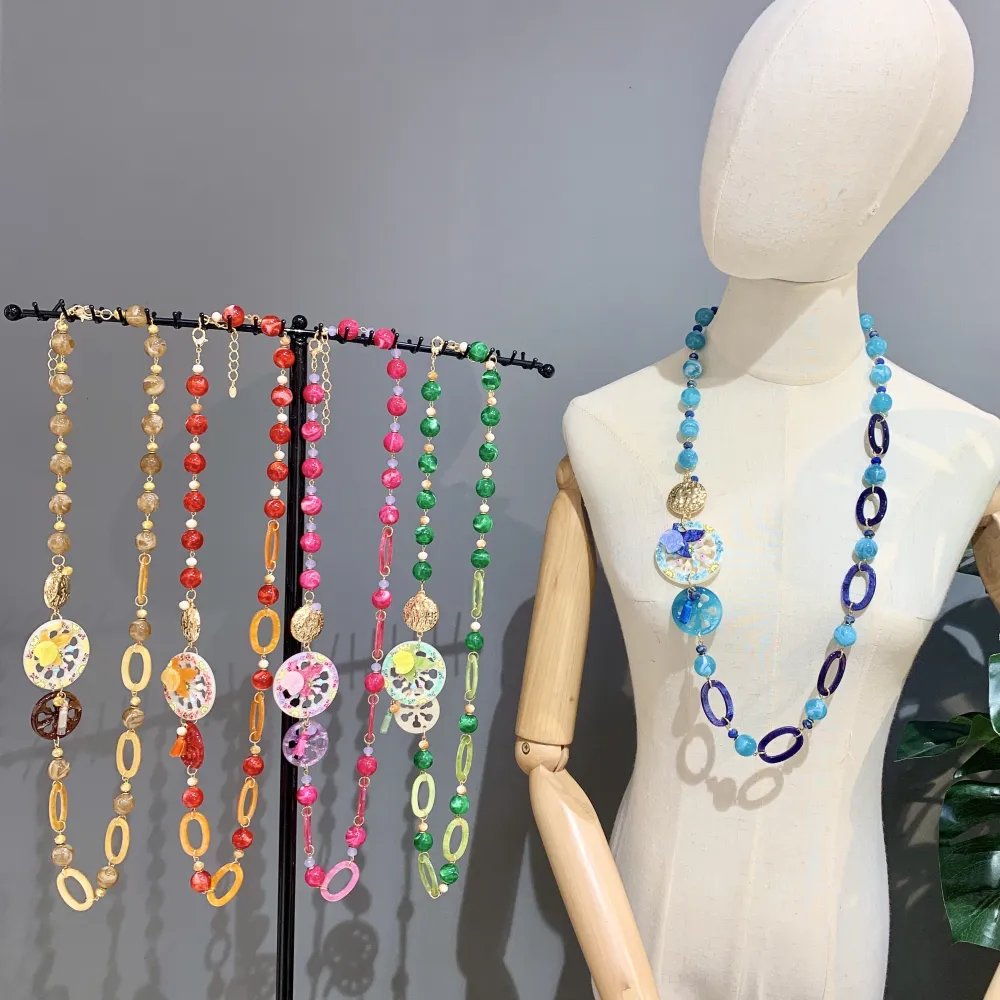 Carretto  Siciliano-Collana Lunga Moda - CML-15345 (Giallo)