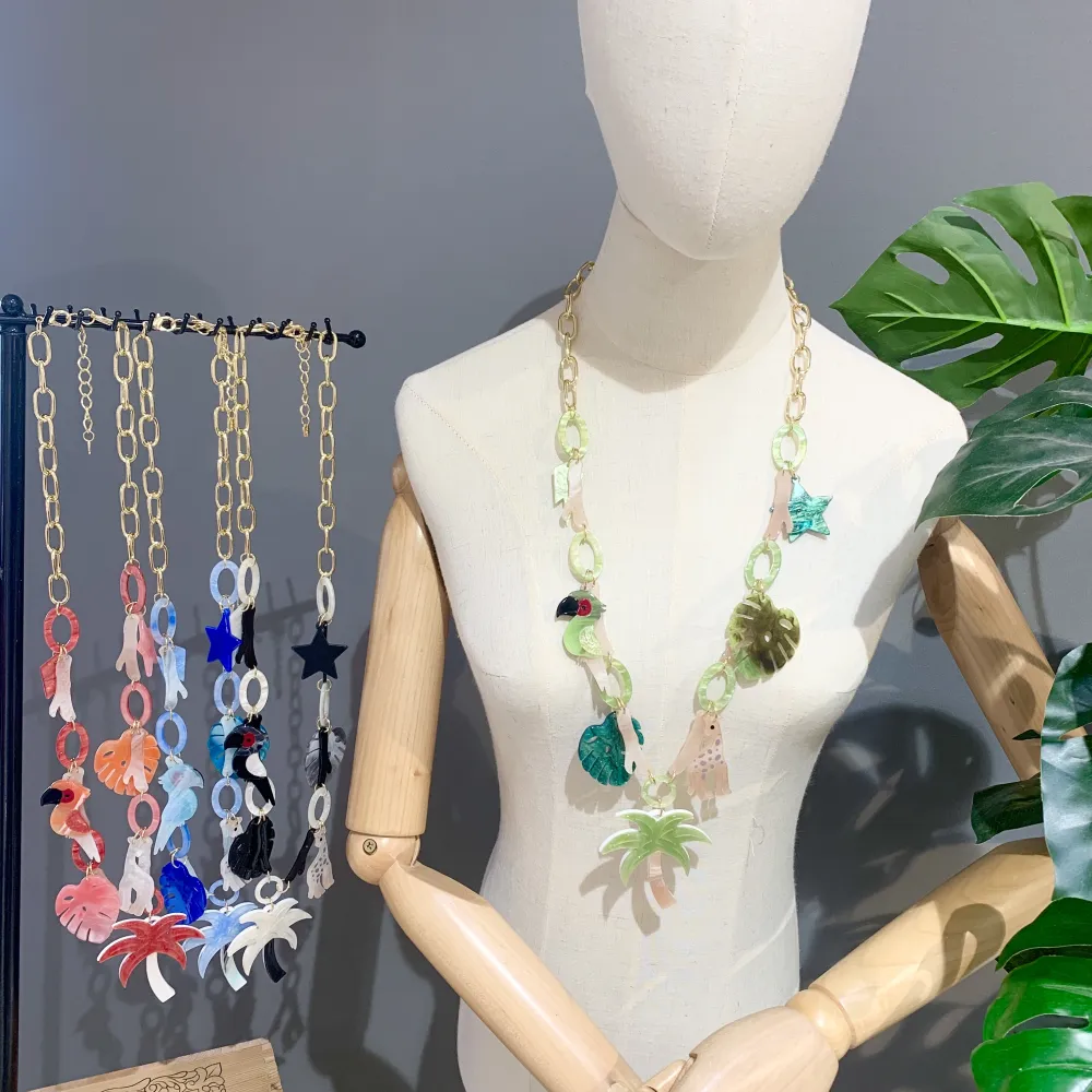 Tropicale  Papagallo -Collana Lunga Moda - CML-15582 (Nero)