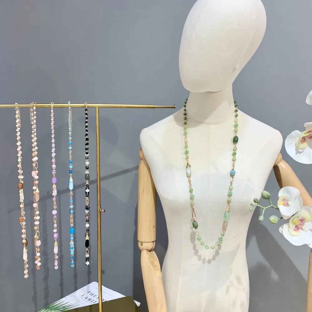 Ovale con Cristalli-Collana Lunga Moda - CML-703-20