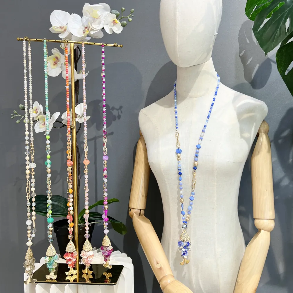 Pesce-Collana Lunga Moda - CML-732-259 (Viola)