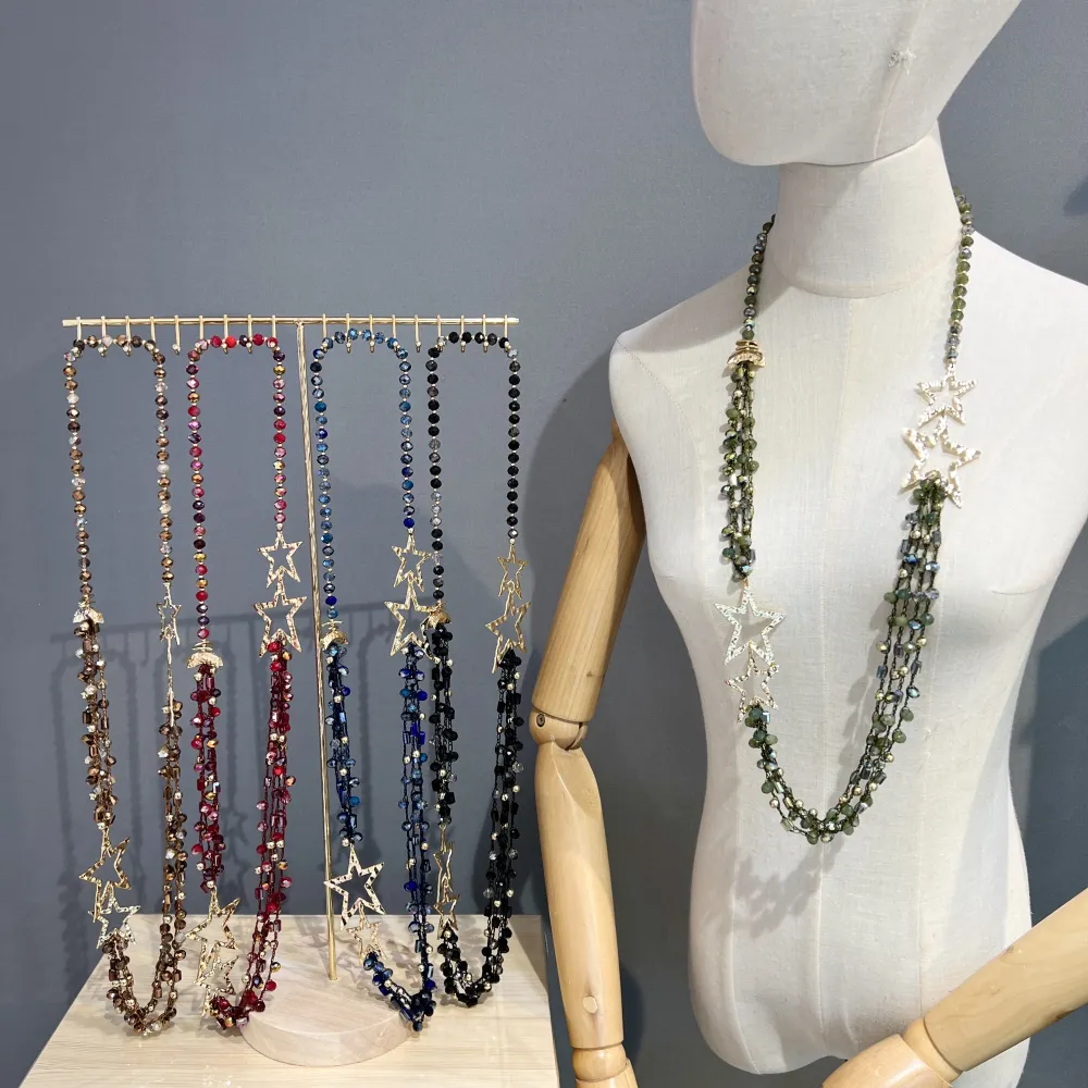 Multifili con Stella-Collana Lunga Moda - CML-732-410 (Nero)