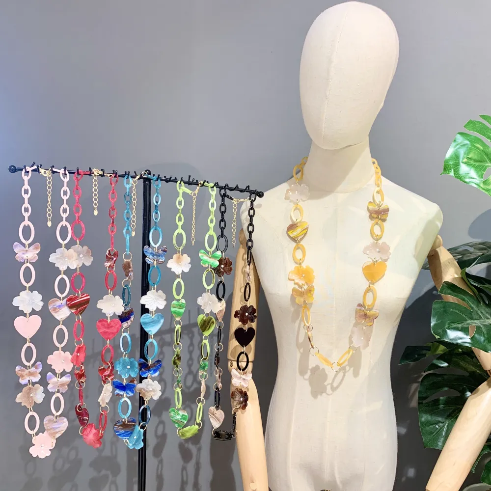 Fiore Farfalla-Collana Lunga Moda - CML-7327 (Giallo)