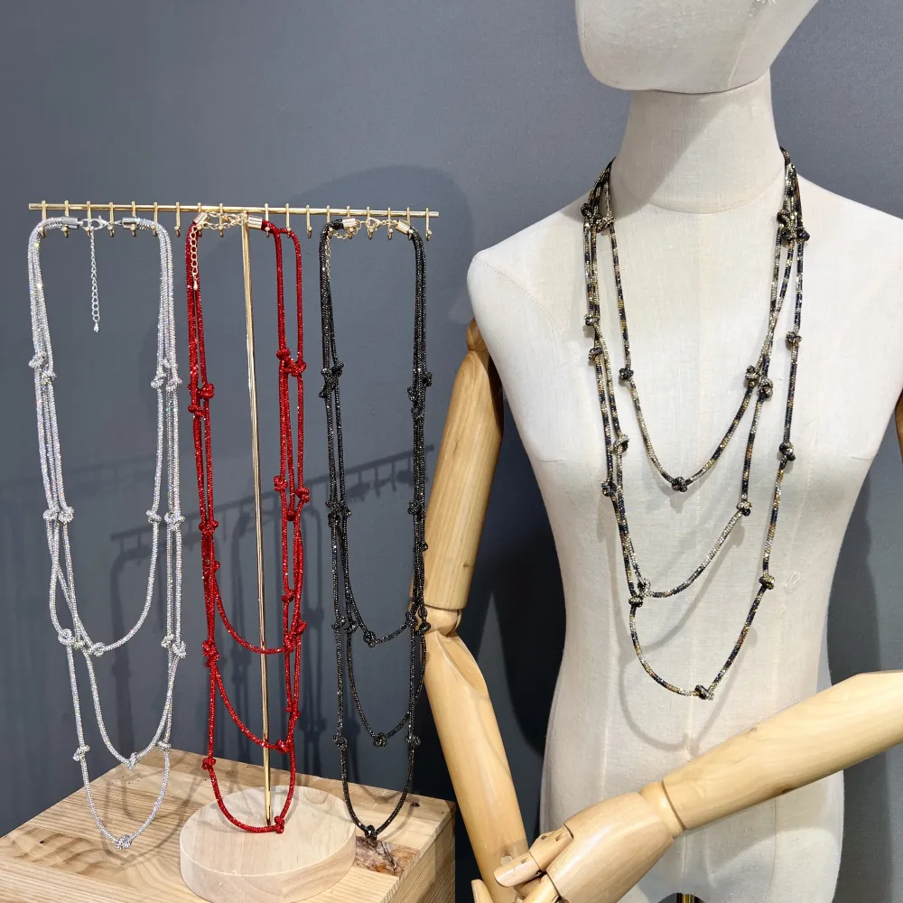 Tre fili con Nodo -Collana Lunga Moda - CML-759-13