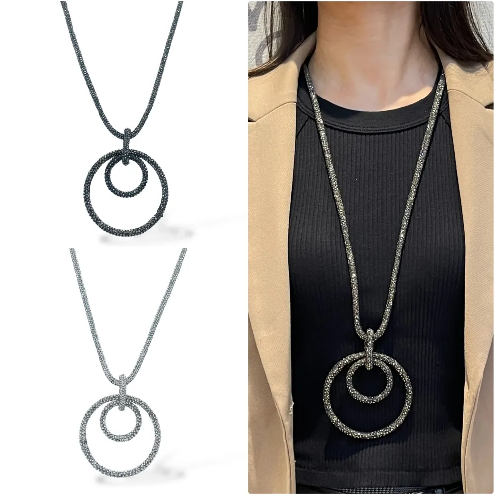 Doppio Cerchio -Collana Lunga Moda - CML-759-14