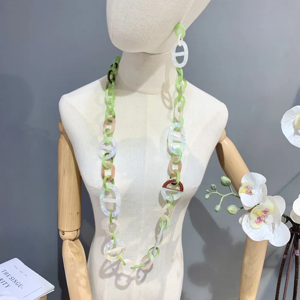 Catena-Collana Lunga Moda in Resina - CML-YXL4794 (Giallo)