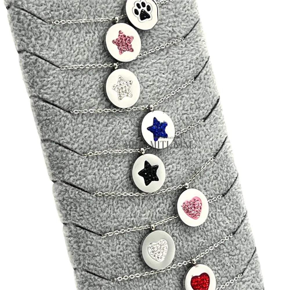 CPA413-1636-Mxi Soggetti- 12Pz Collane in Acciaio - CPA413-1636-Mxi Soggetti- 12Pz Collane in Acciaio