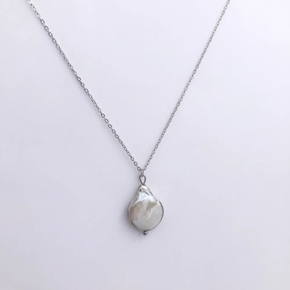 Collana acciaio - Collana con pendente perla di fiume 4269-collana