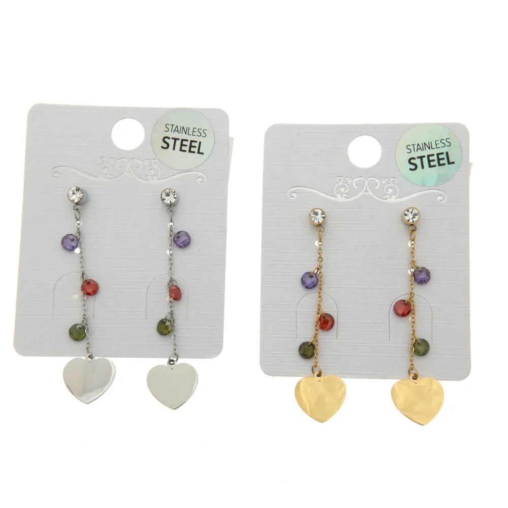 Cuore e Zirconi 3135 -  Orecchini Pendenti in Acciaio - Cuore e Zirconi 3135 -  Orecchini Pendenti in Acciaio