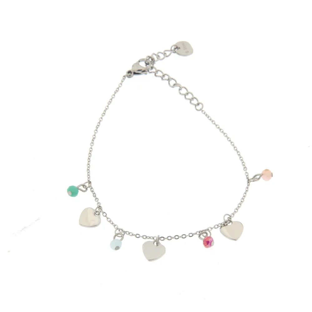 Bracciale da Donna In Acciaio - Cuori e Cristalli - Bracciale Donna in Acciaio