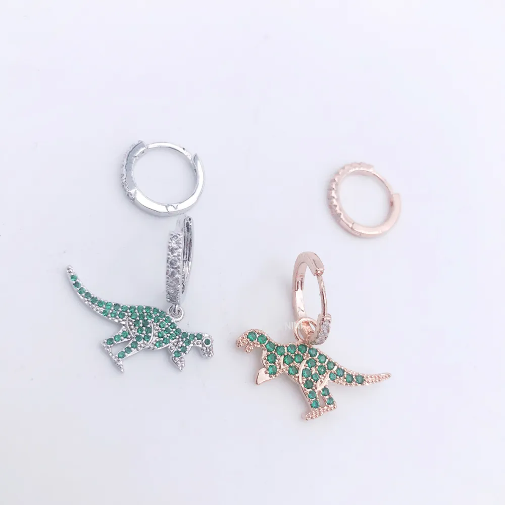 Orecchini zirconia - Dinosauro 5758 - Orecchini cerchio zirconia