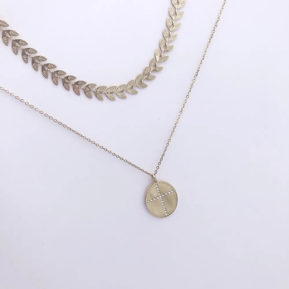 Multifilo collana acciaio - Doppiofilo catena foglia 4449- Collana