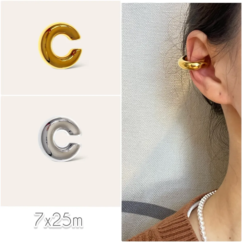 Cerchio Bombato Medio 7x25mm-Earcuff in Acciaio - EAK-103-AA4715E M