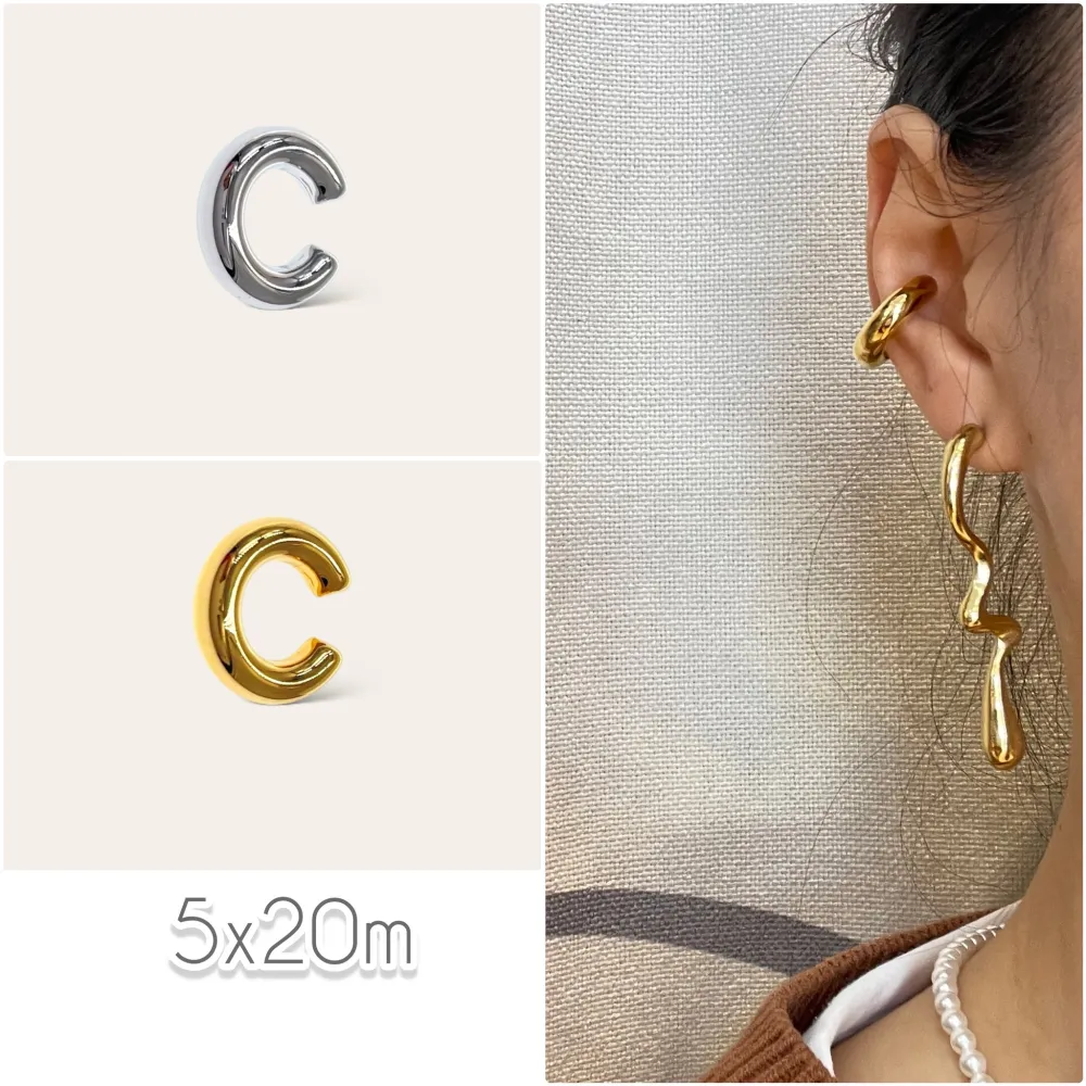 Cerchio Bombato Piccolo 5x20mm-Earcuff in Acciaio - EAK-103-AA4715E S