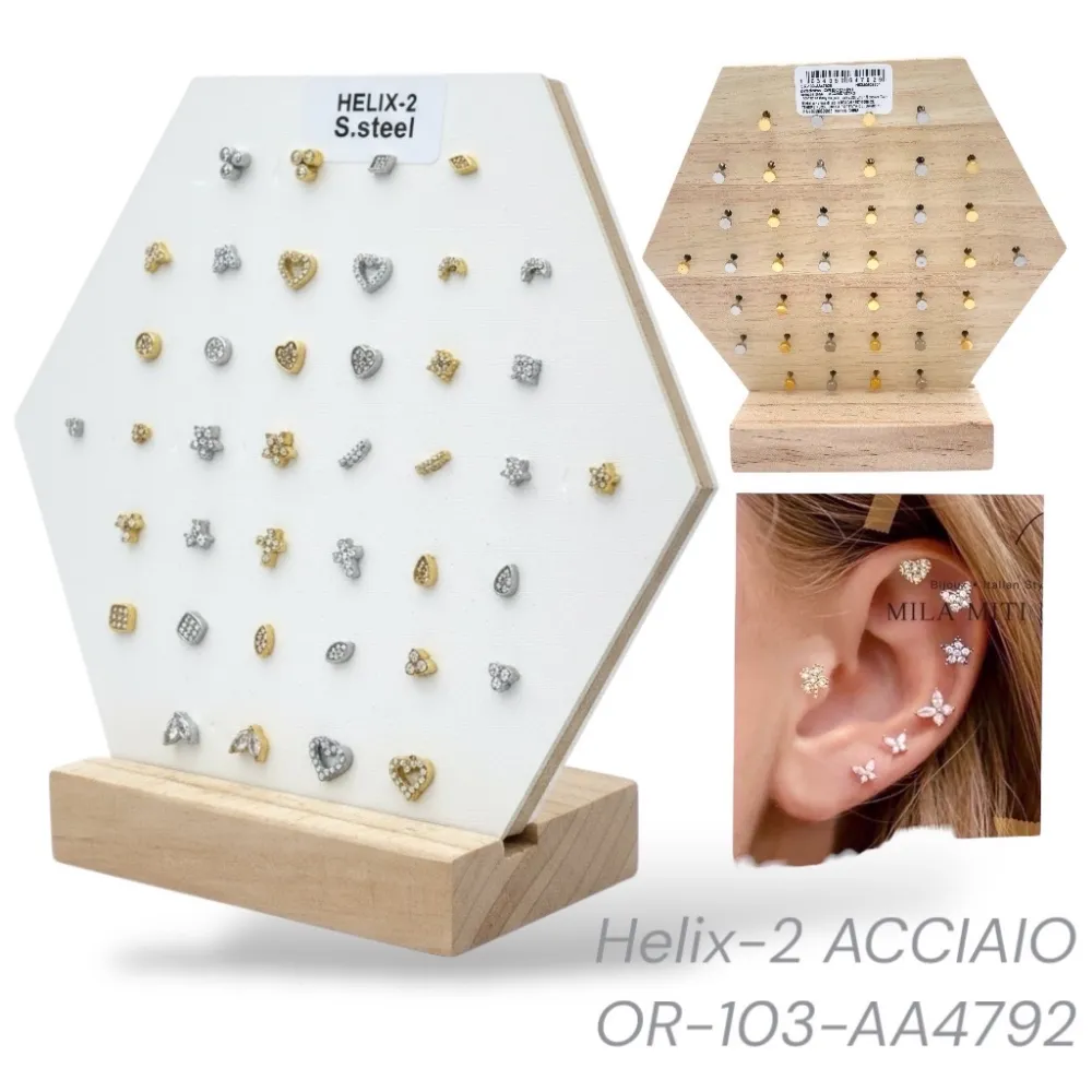 [EAK-103-AA4792E-] Mix Modeli -40pz Orecchini Helix in Acciaio - EAK-103-AA4792E-