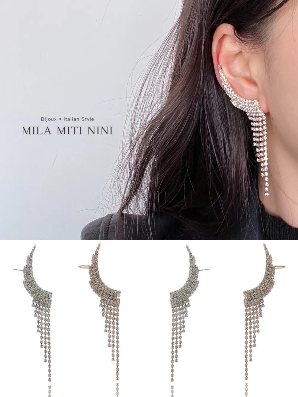 Strass-Earcuff con Zirconia - EAK-159-20458 (Oro Destra)