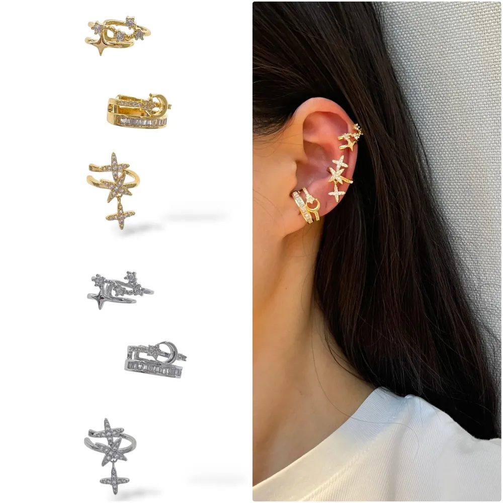 Set 3Pz  -Earcuff con Zirconia - EAK-506-300