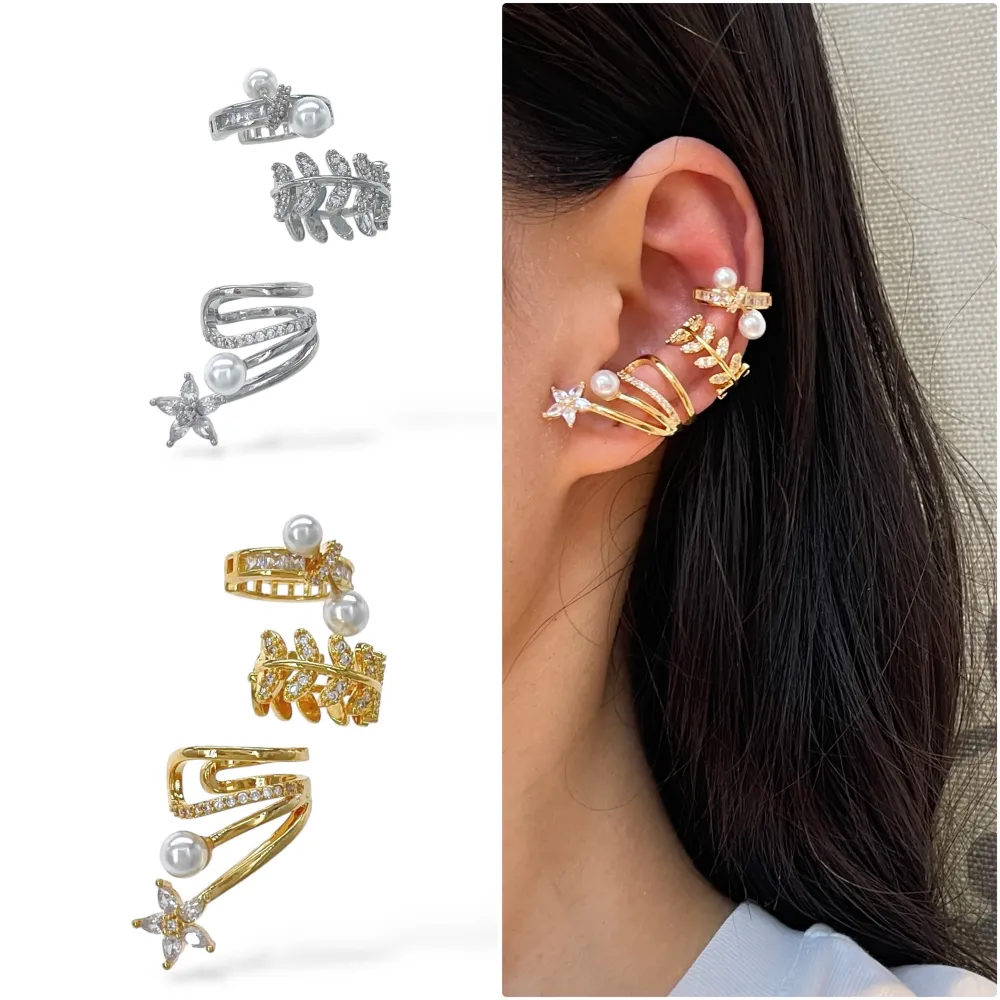 Set 3Pz  -Earcuff con Zirconia - EAK-506-304