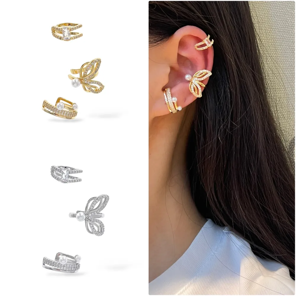 Set 3Pz  -Earcuff con Zirconia - EAK-506-307