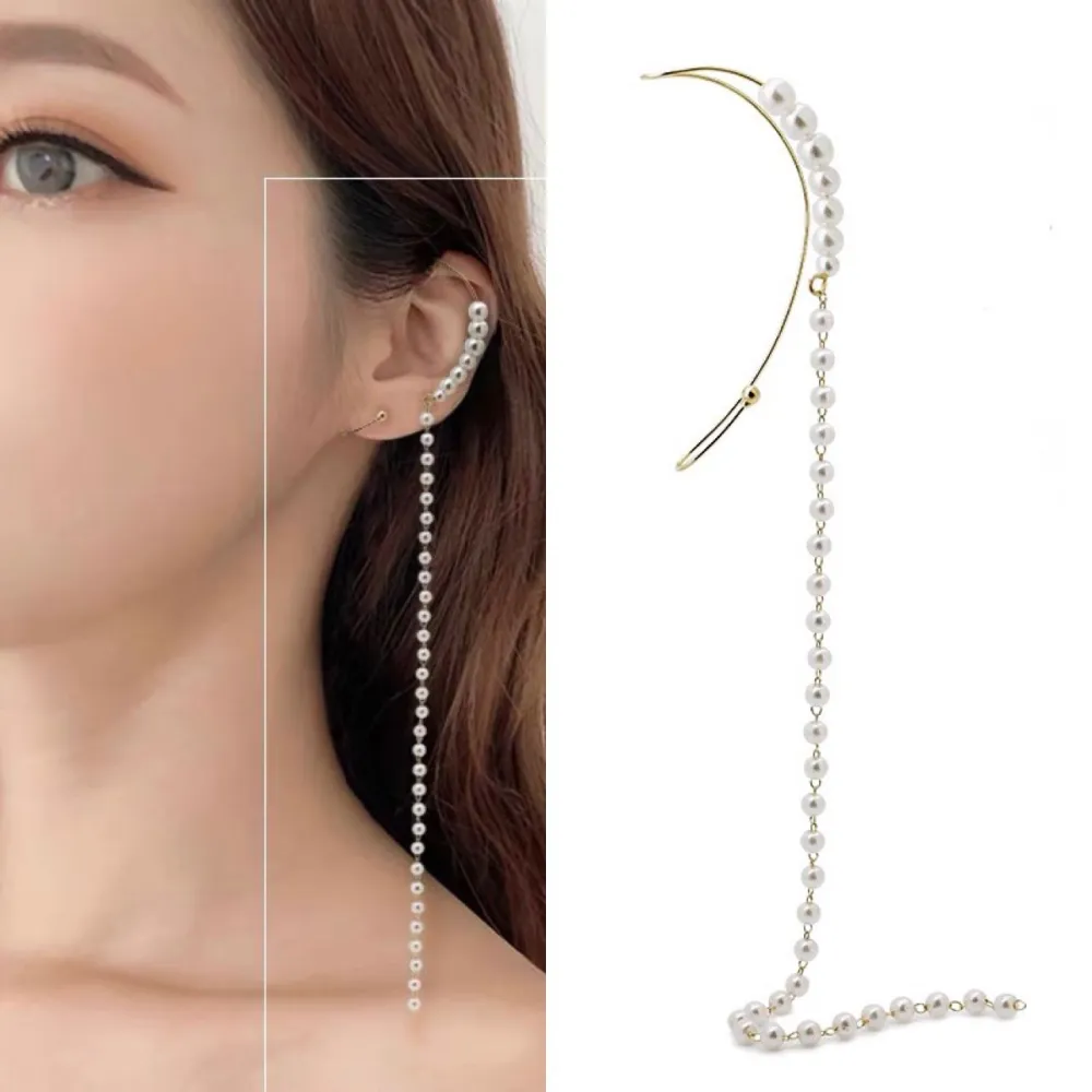 Perla Lunga -Earcuff con Pendenti - EAK-705-20 (Argento)