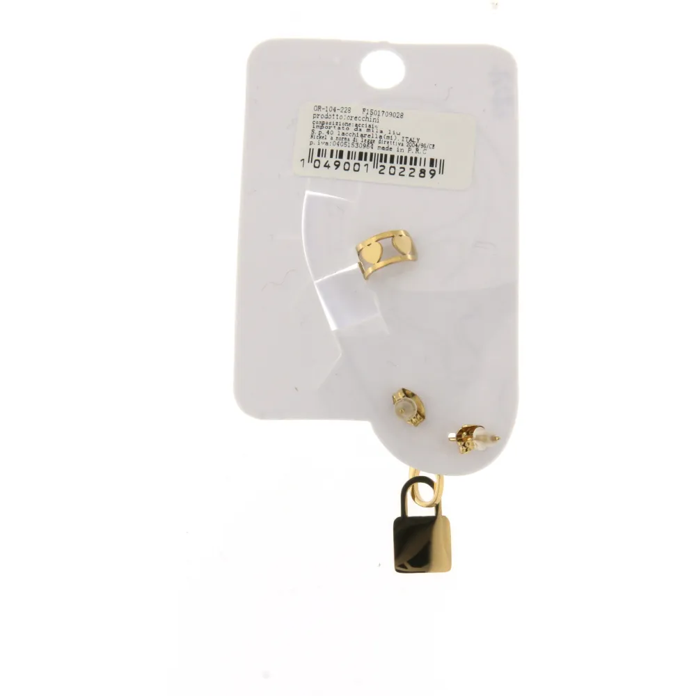 EAK6827-Lucchetto- Set Earcuff Orecchini in Acciaio - EAK6827-Lucchetto- Set Earcuff Orecchini in Acciaio (Argento)