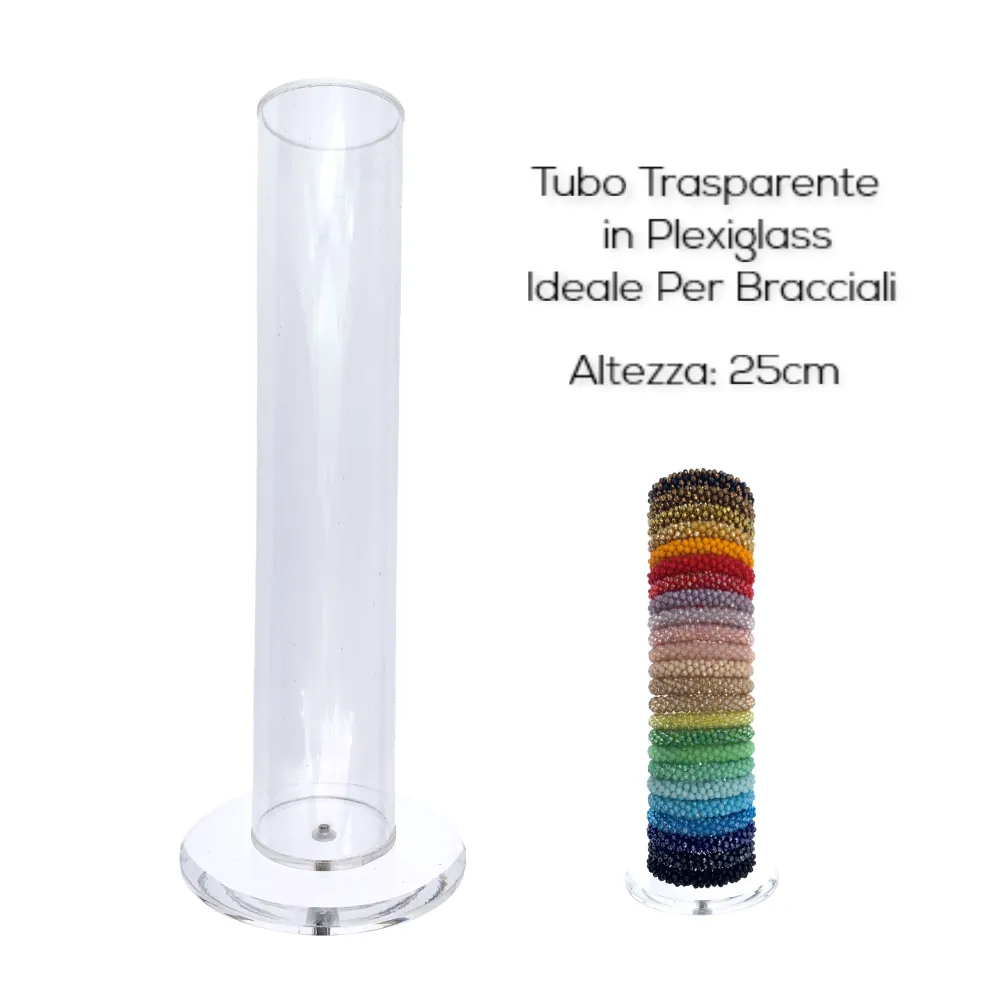 [ESP1414- Tubo Trasparente Alto 25cm - Espositore] ESP1414- Tubo Alto 25cm - Espositore Porta Bracciali - ESP1414- Tubo Trasparente Alto 25cm - Espositore