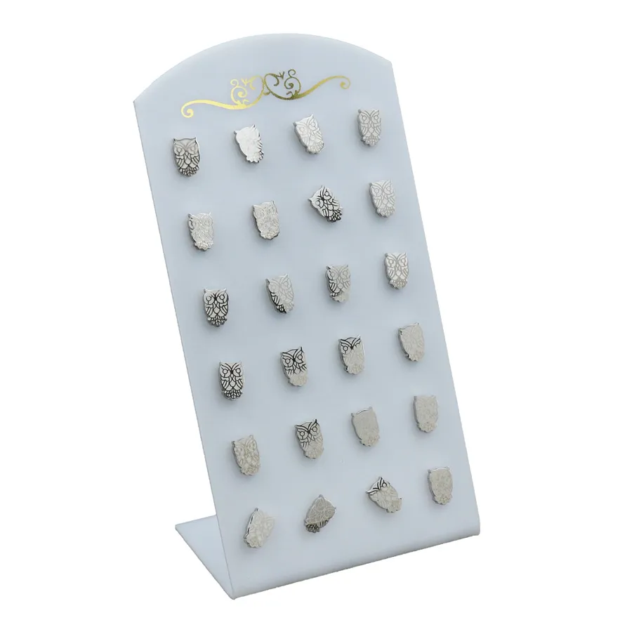 Orecchini  lobo in acciaio (Conf. da 12 paia) - Gufo - Orecchini Acciaio (Conf. da 12 paia)