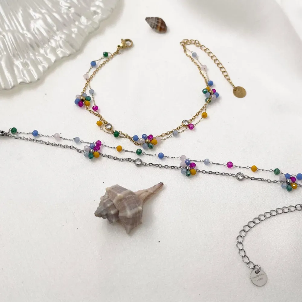 Doppio Filo con Margherita-Cavigliera in Acciaio - KAV-103-AA1179B