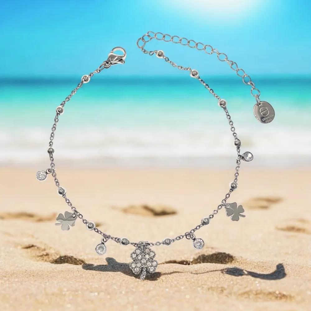 Quadrifoglio-Cavigliera in Acciaio - KAV-103-AA4662B (Argento)