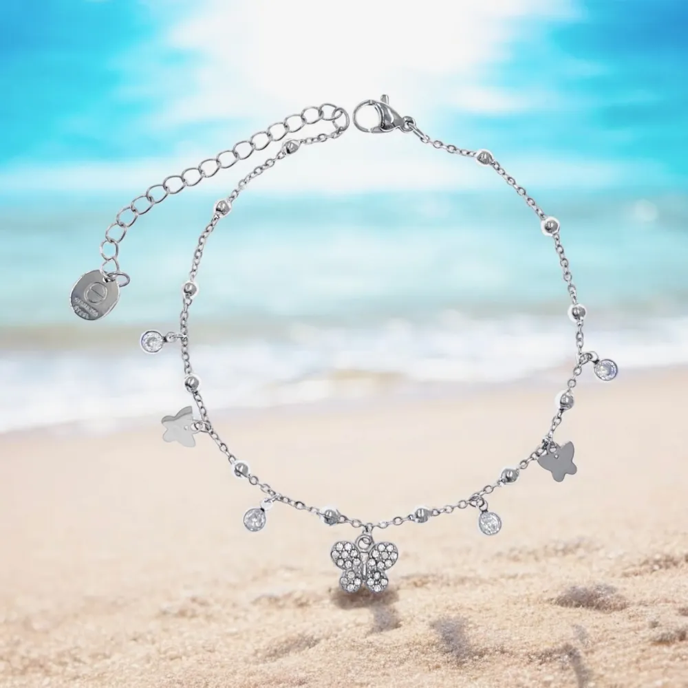 Farfalla-Cavigliera in Acciaio - KAV-103-AA4664B (Argento)