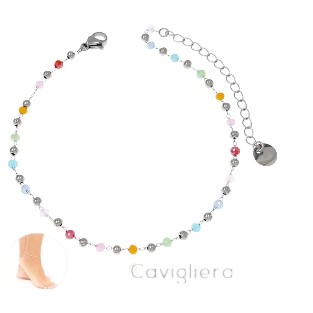 Cristalli Semplici-Cavigliera in Acciaio - KAV-103-AA623B