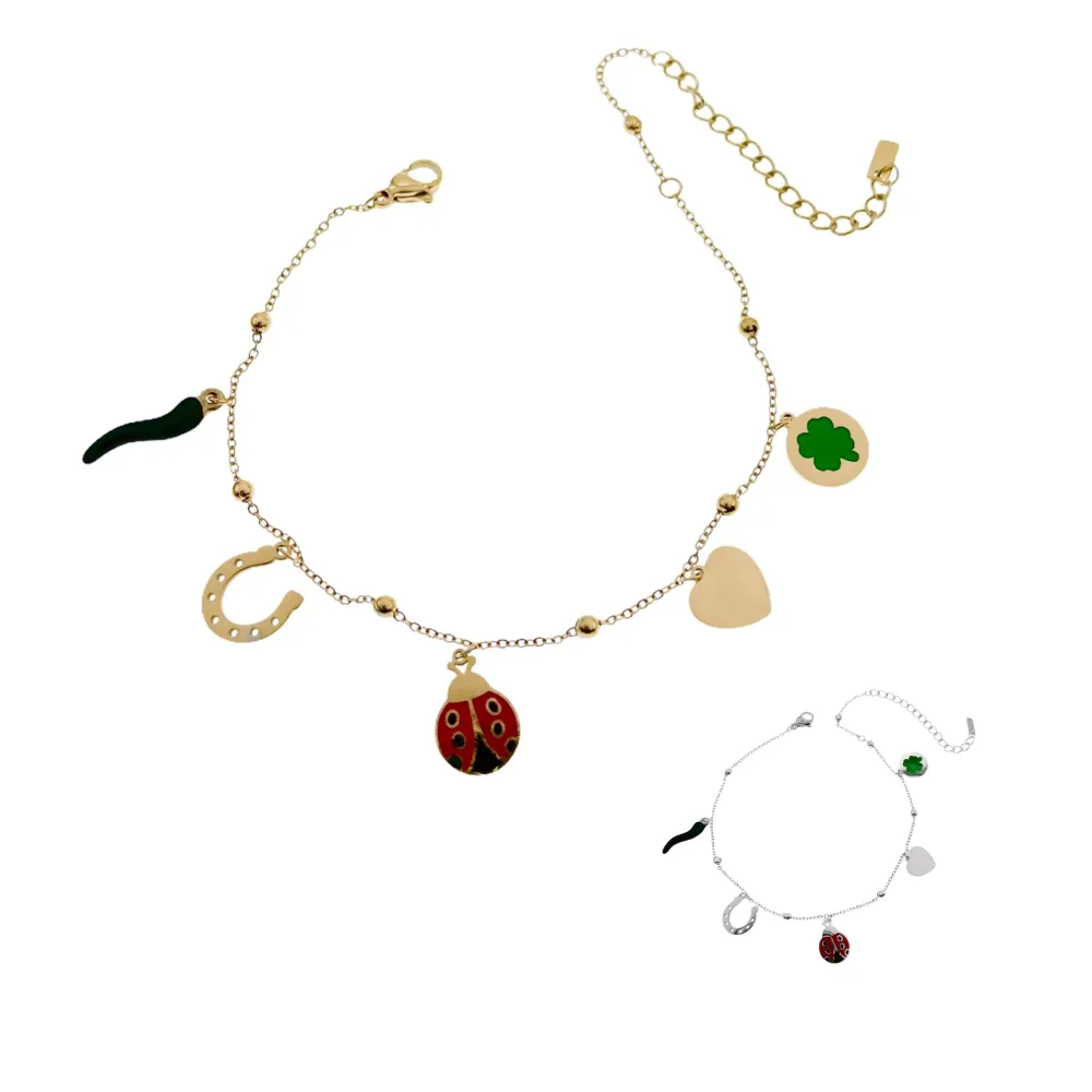 KAV7730-Fortuna Smaltato-Cavigliere in Acciaio - KAV-413-052