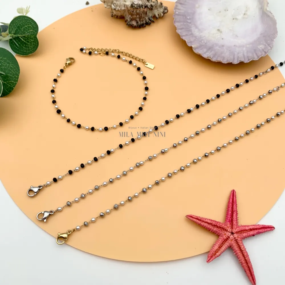 KAV7736-Perla Cristalli-Cavigliere in Acciaio - KAV-413-127 (Argento/Oro)