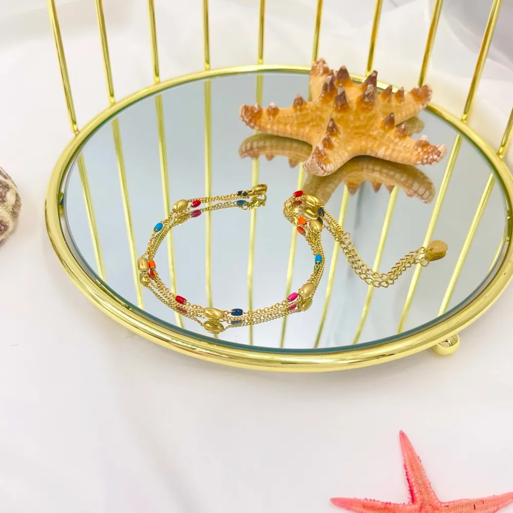 [KAV-413-1271] Doppia Fila Smaltata-Cavigliera in Acciaio - KAV-413-1271