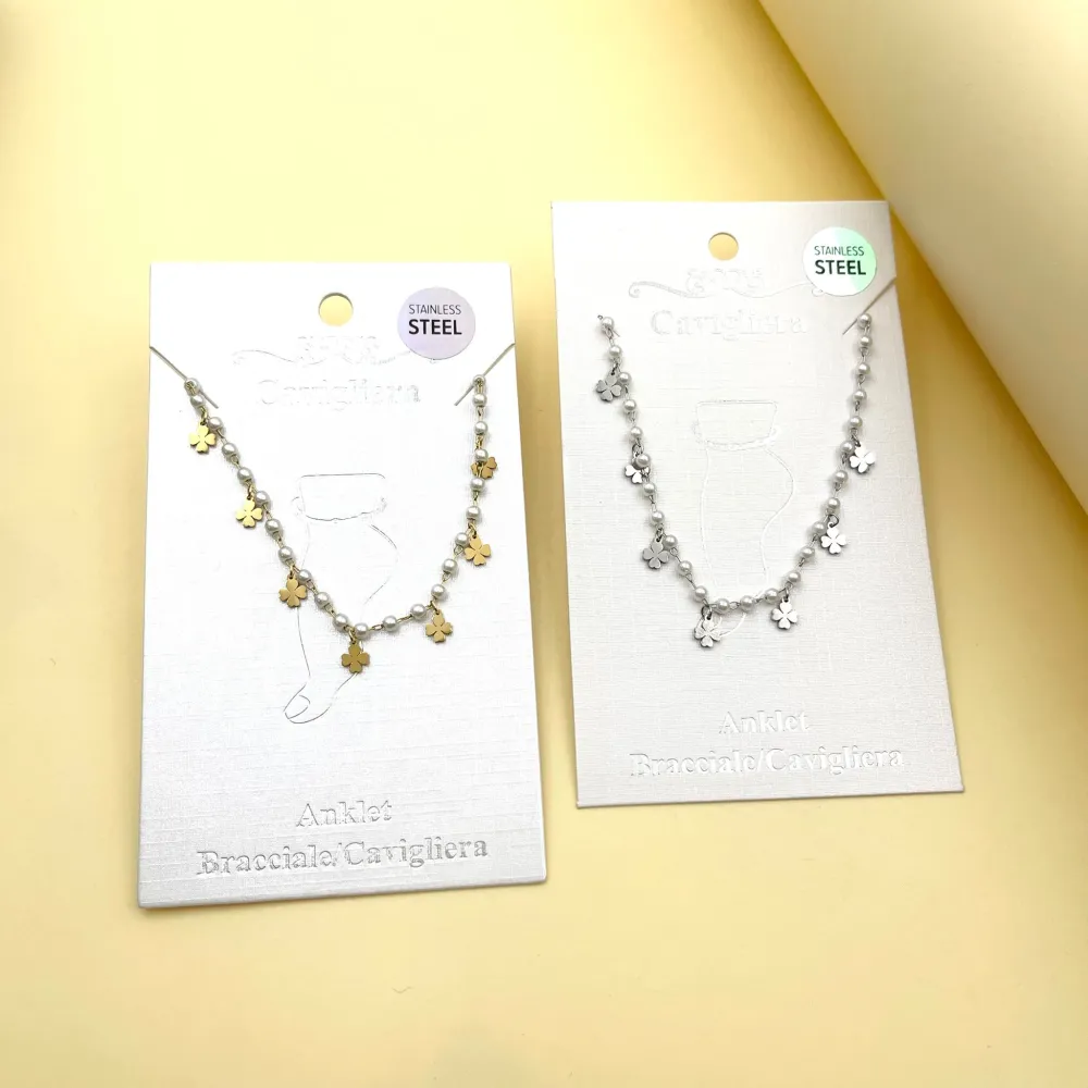 Quadrifoglio Perla-Cavigliera in Acciaio - KAV-413-1716