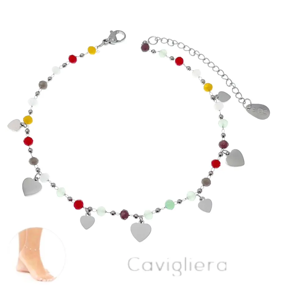 Cristalli con Cuore-Cavigliera in Acciaio - KAV-413-324