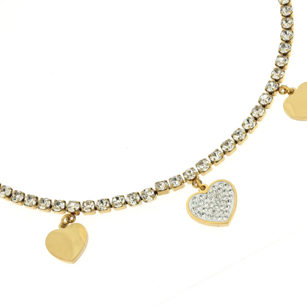KA-Cuore Strass 5171 - Cavigliere in Acciaio - KAV-413-A68