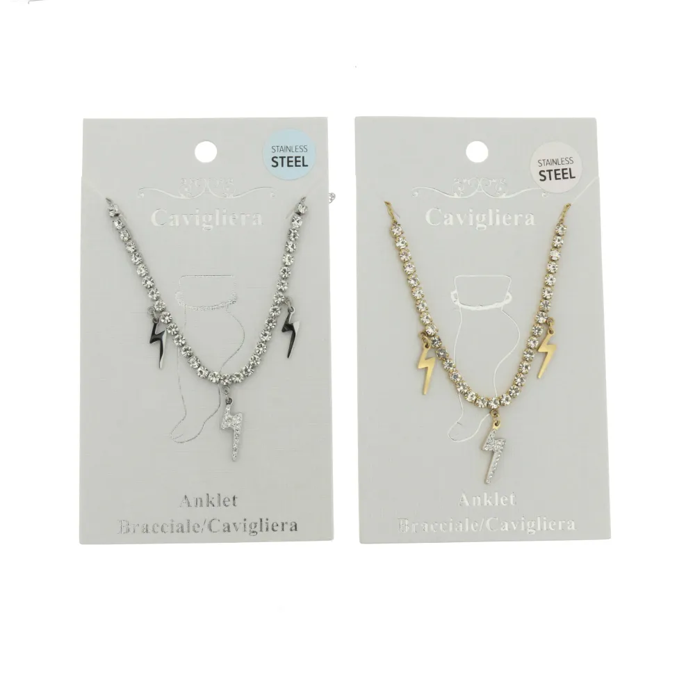 KA-Fulmine Strass 5174 - Cavigliere in Acciaio - KAV-413-A73