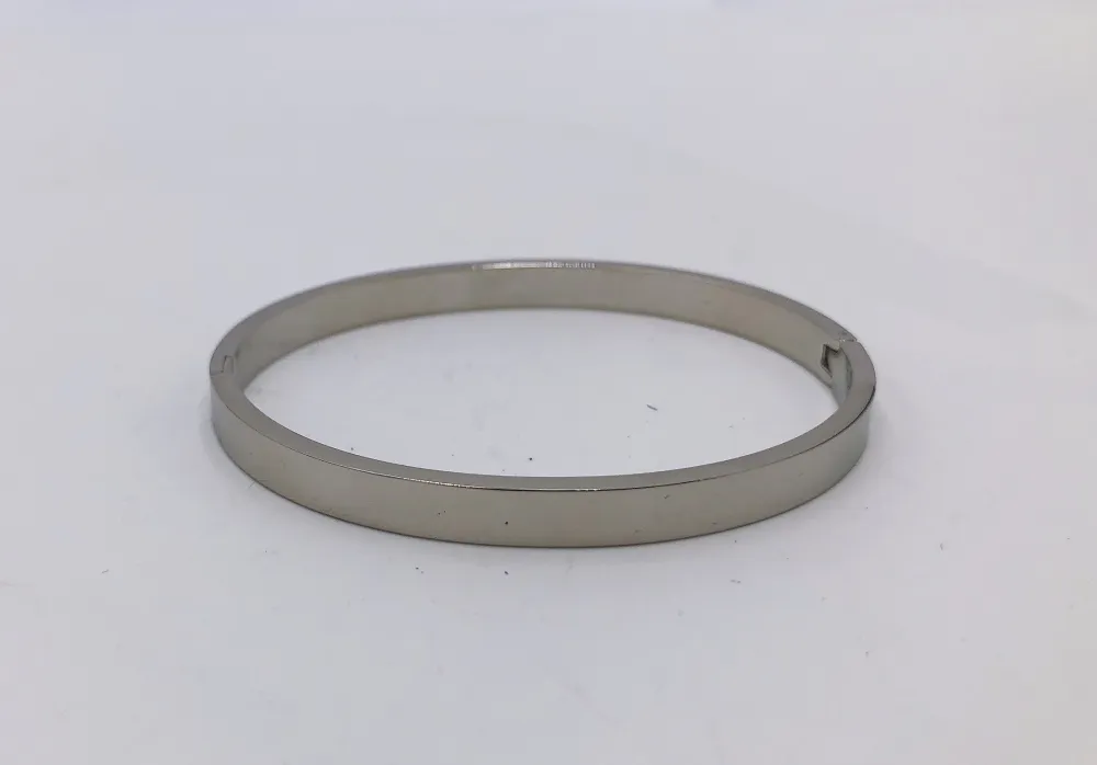 Bracciale Rigido in Acciaio - Liscio - Bracciale Rigido Acciaio (Argento)