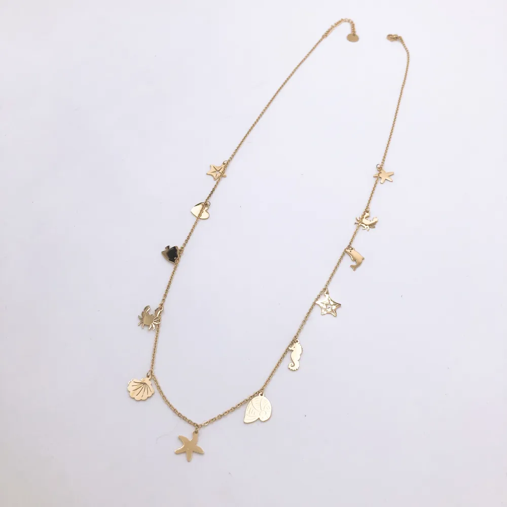 Collana lunga in  acciaio - MARE STELLA MARINA PESCE CONCHIGLIA PENDENTE MIX  3981 -COLLANA