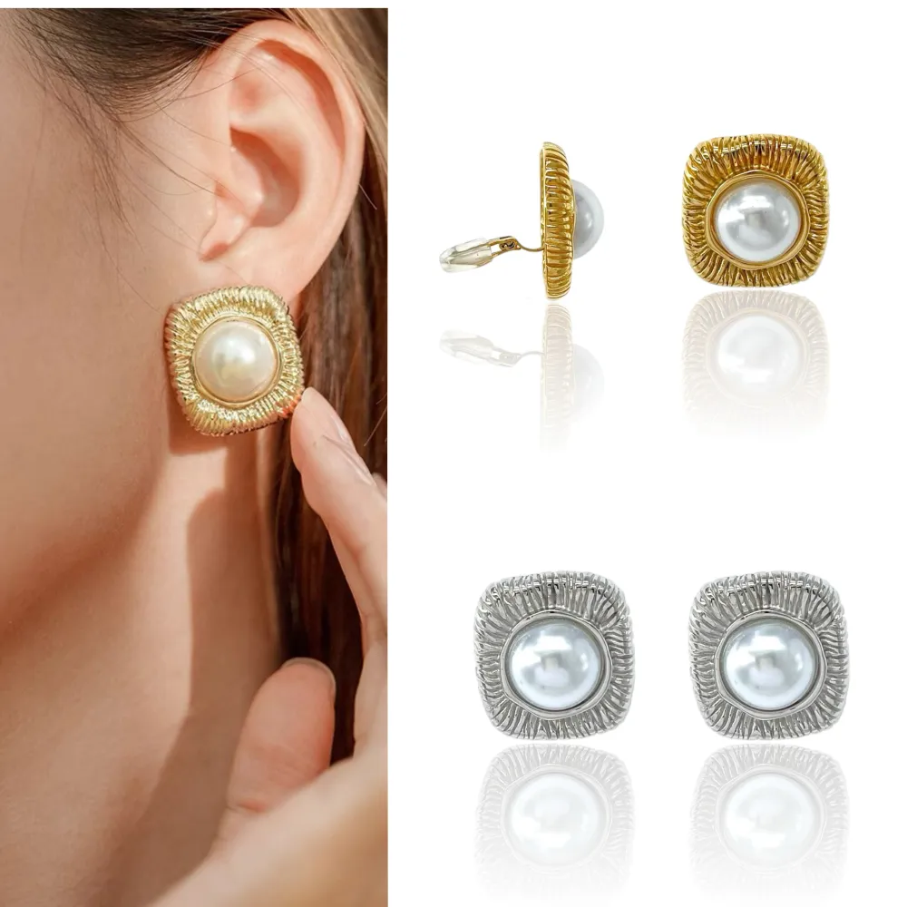 Perla-Orecchini a Clip in Acciaio - OAK-103-AA2622E