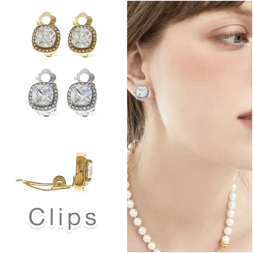 Quadrato -Orecchini a Clip in Acciaio - OAK-103-AA5013E