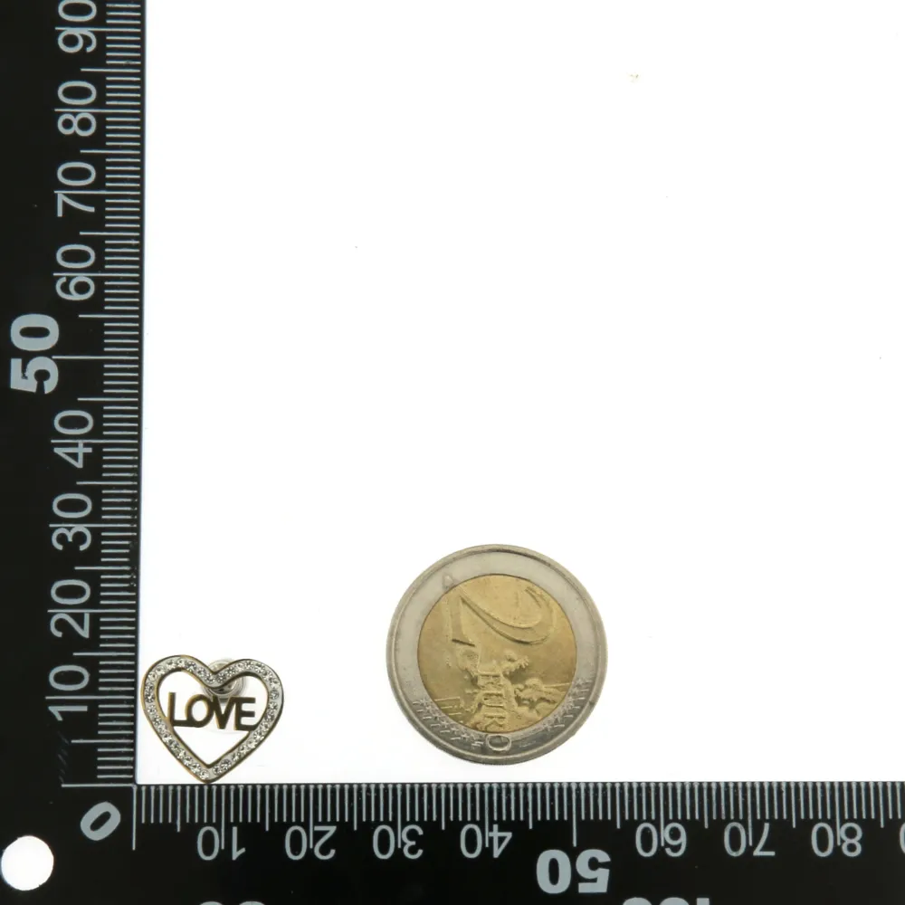 OAL6825-Cuore Love Strass- Orecchini a lobo in Acciaio - OAL6849-Cuore Love Strass- Orecchini a lobo in Acciaio