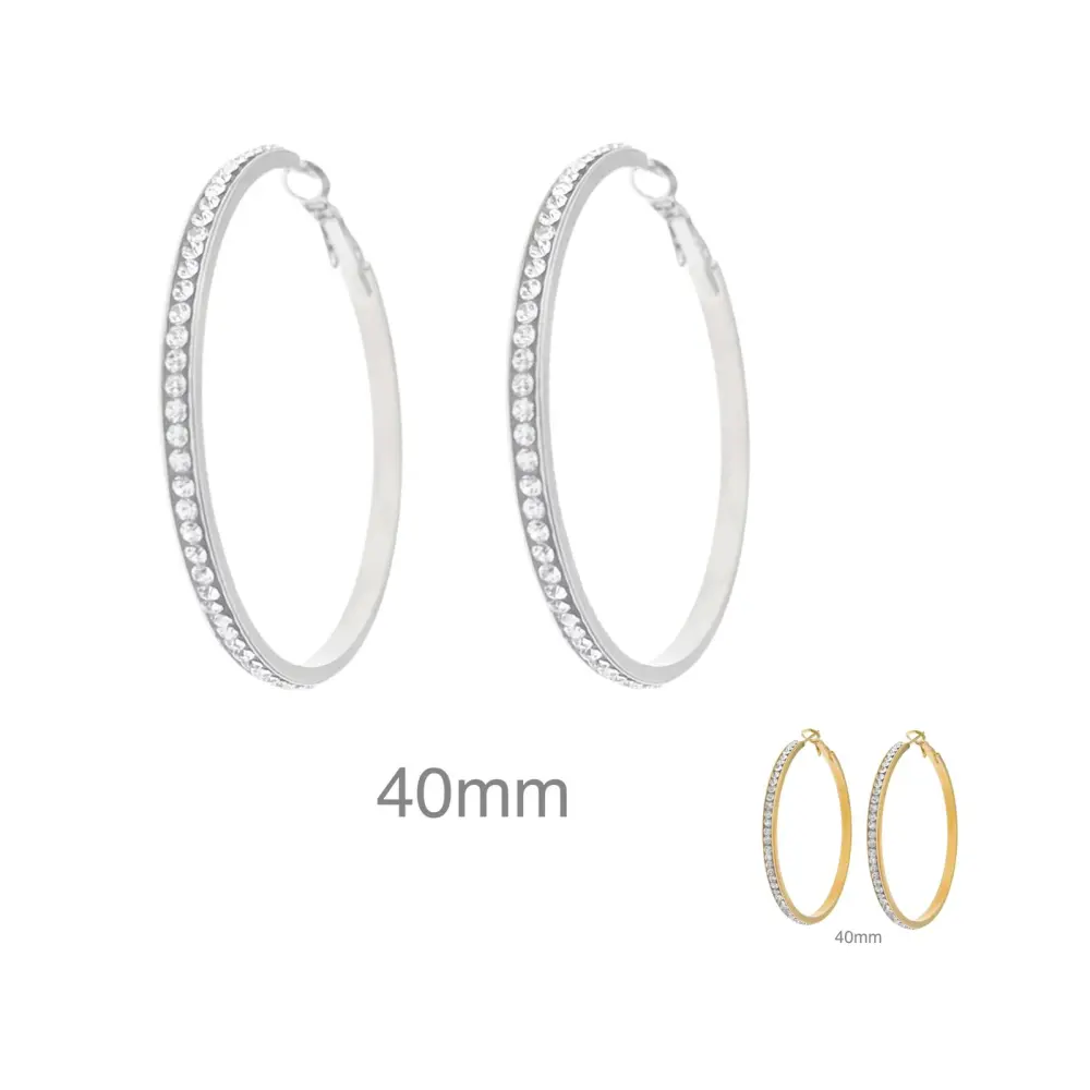 OAC7288-Strass 4cm - Orecchini a Cerchio in Acciaio - OAP-103-AA1057E