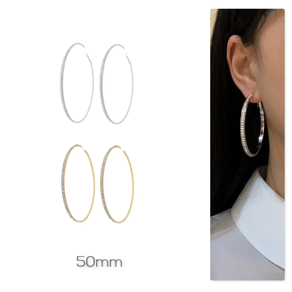 OAC7289-Strass 5cm - Orecchini a Cerchio in Acciaio - OAP-103-AA1057E 5cm con Strass